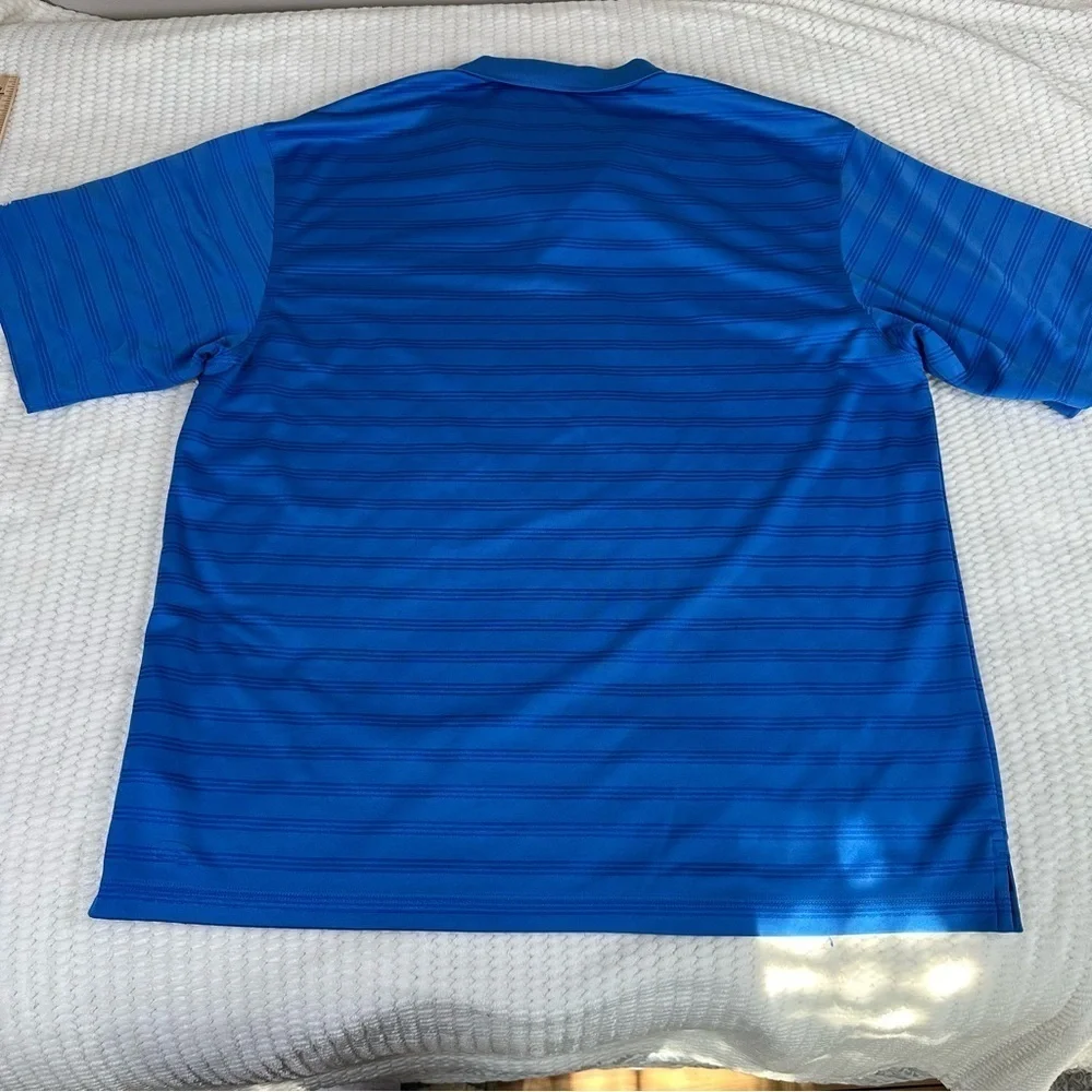 Adidas Mens Performance Polo Shirt Blue Stripe Polo XL Golf Spring Athletic